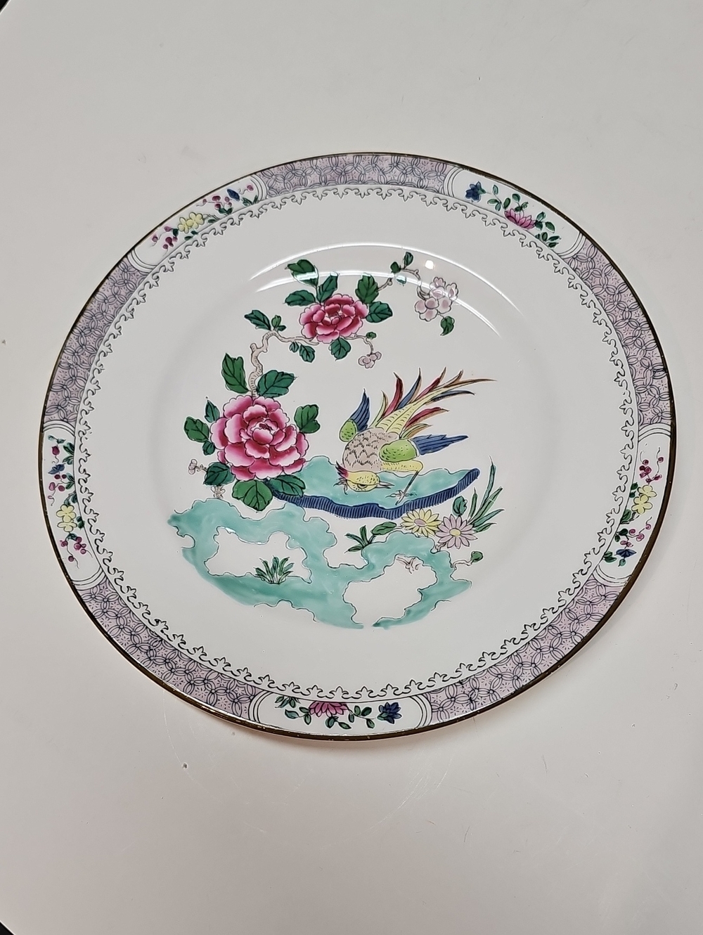 Vintage Crown Staffordshire "Rock Bird" Hand-painted Porcelain 8" Salad Plate